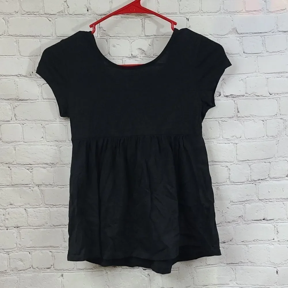 Justice Girls LOVE Plaid Glitter Rhinestone Stud Tunic Tee Black Size 10 Medium